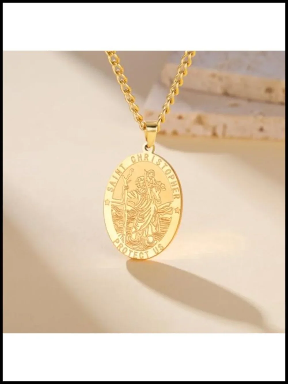St Christopher Necklace Pendant Stainless Steel Religious Travel Protection